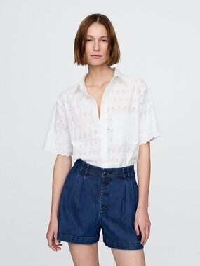Gap x Doen Eyelet Shirt in White Size Medium